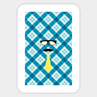 Checkered Father glasses mustache and tie Sticker